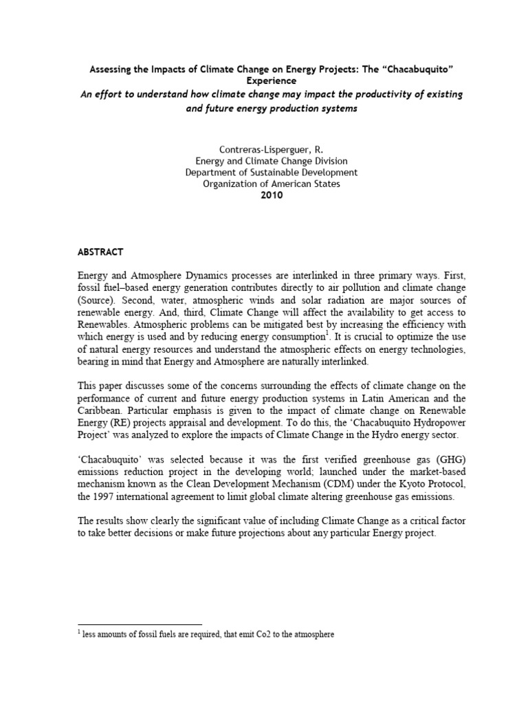 Assessing the impacts of climate change on energy projects download