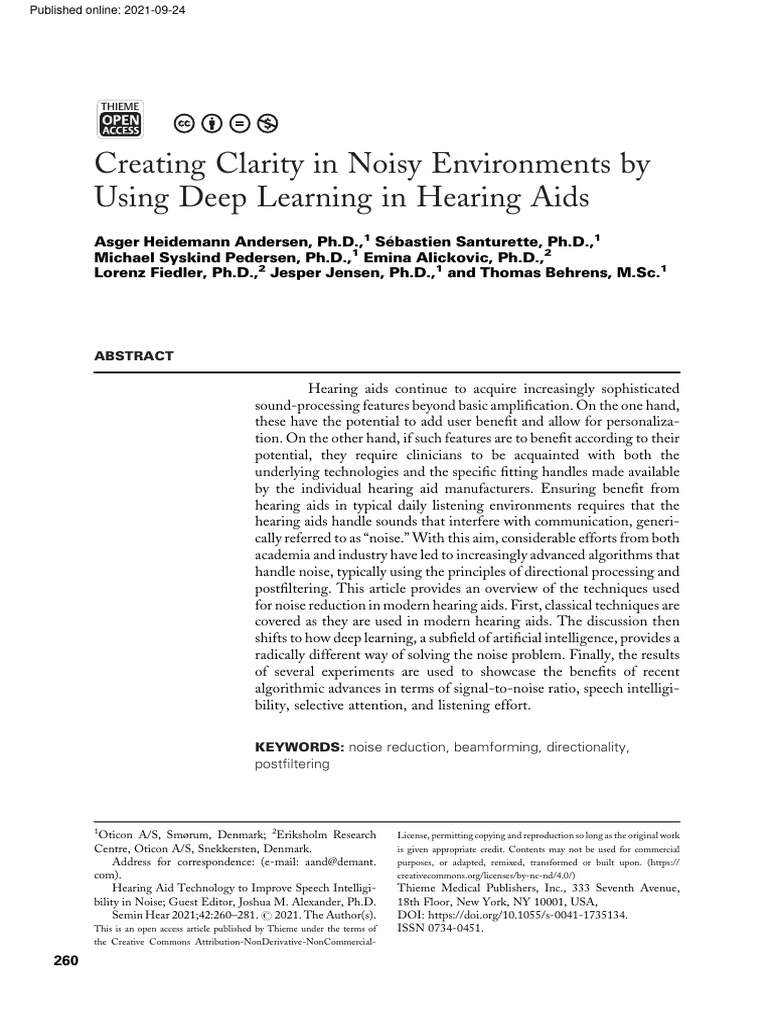 Deep Learning in Hearing Aids | PDF | Hearing Aid | Machine Learning
