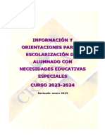 Información y Orientaciones para La Escolarización Del Alumnado Con Necesidades Educativas Especiales 23-24