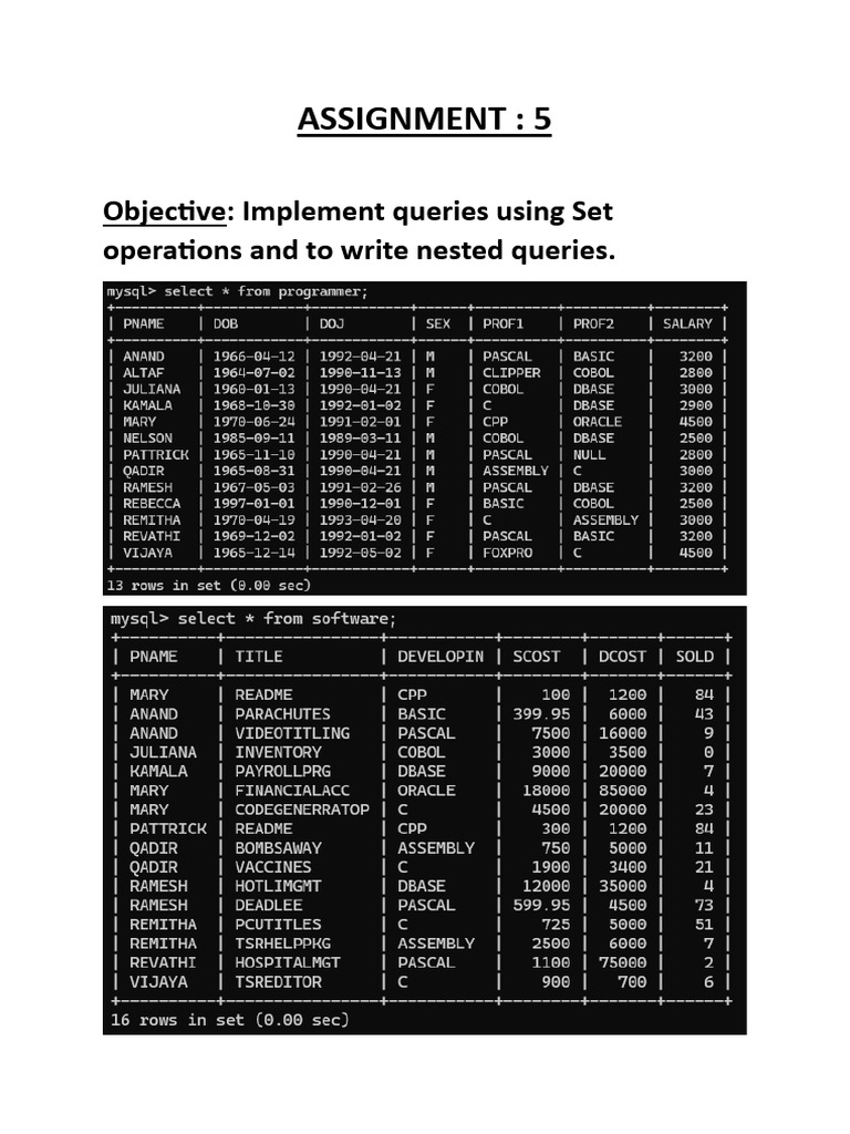SQL Queries for Programmers' Data Analysis | PDF | Business ...