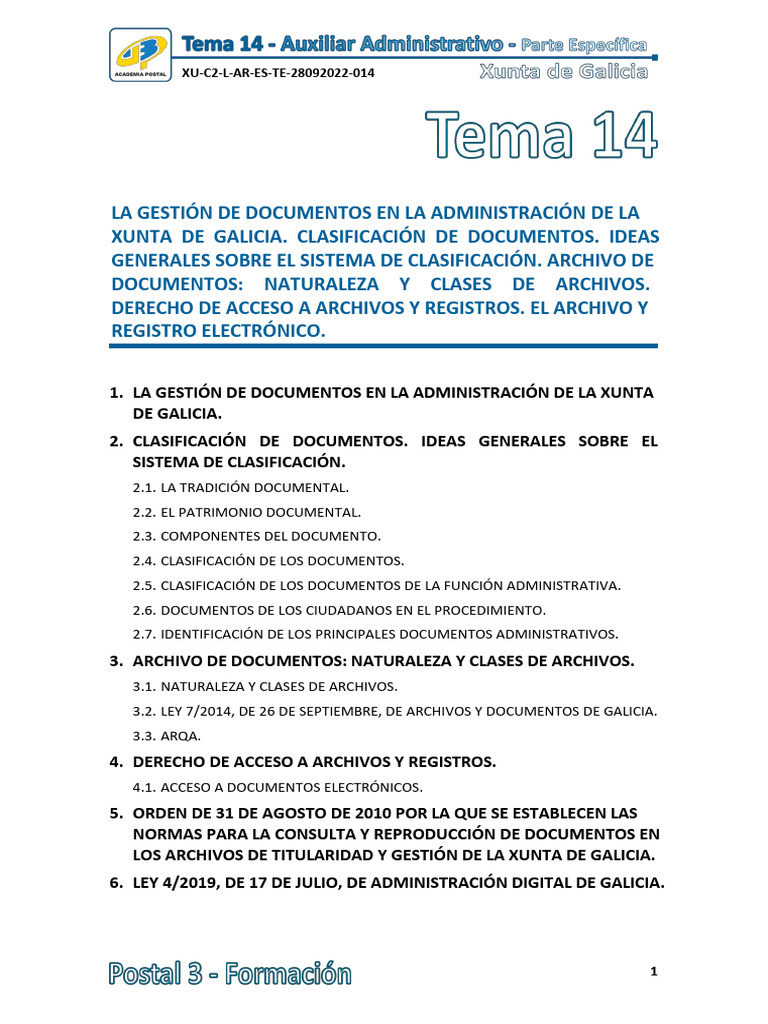 T14 C2 Del Xunta Auxiliar Administrativo | PDF | Documento | Gestión de ...