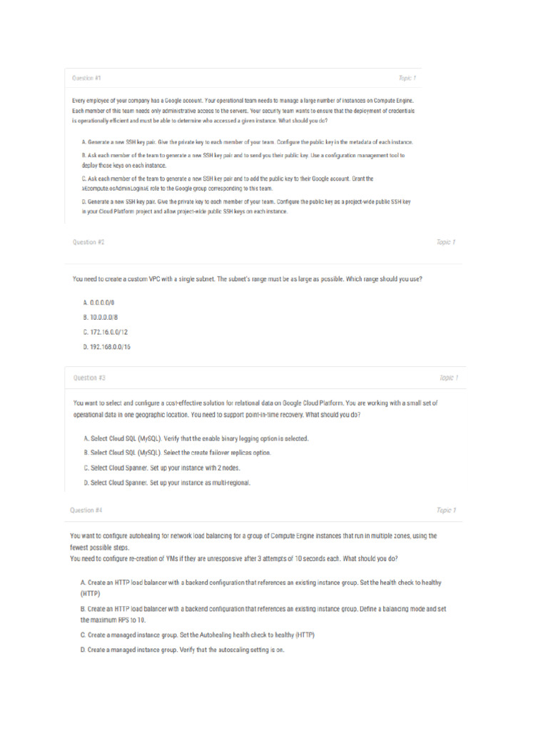 Associate Cloud Engineer Exam - Questions | PDF