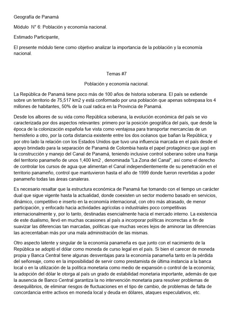 Geograf a de panam modulo 6 usma pdf panam d lar de los