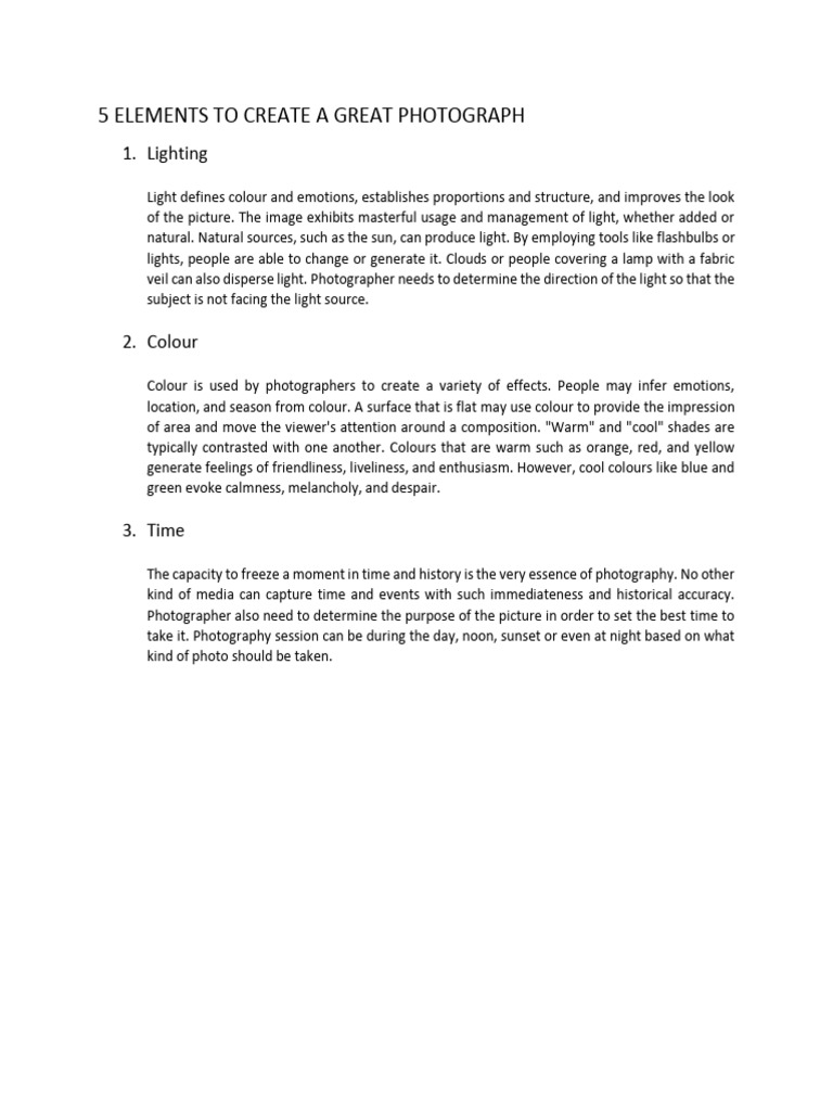 5 Key Elements of Great Photography | PDF | Photograph | Composition ...