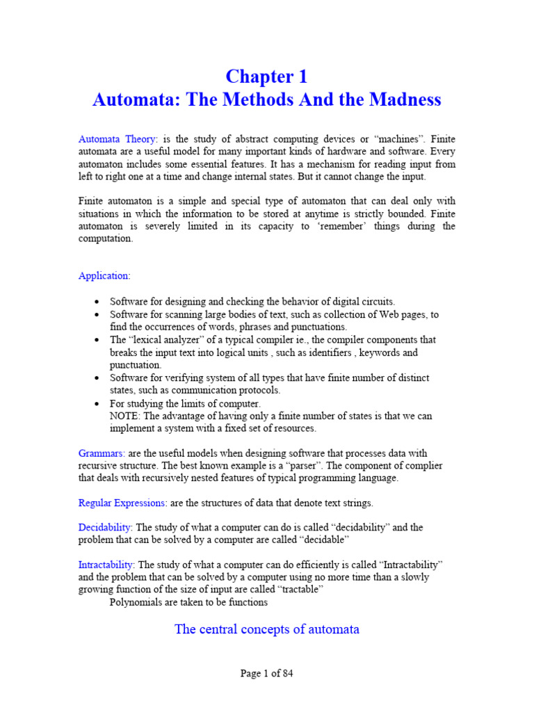 Automata Theory: Methods and Applications | PDF | Syntax (Logic ...