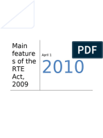 Main Features of RTE Act 2009