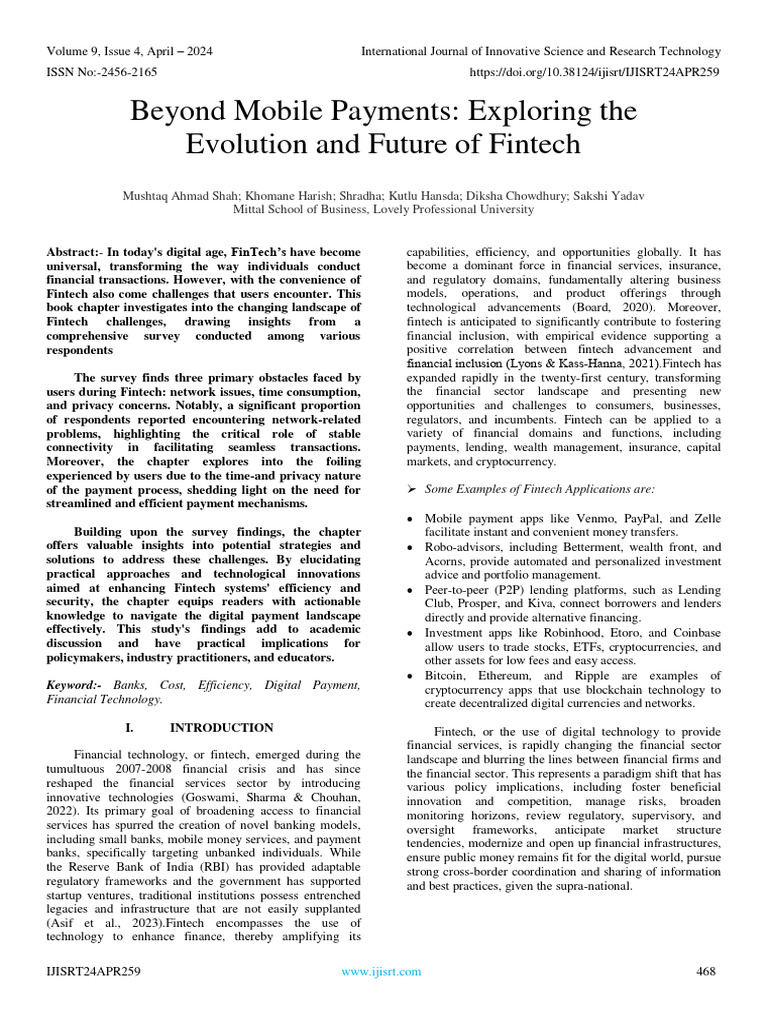 Beyond Mobile Payments Exploring The Evolution And Future Of Fintech