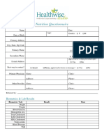 Simple Nutrition Questionnaire in PDF
