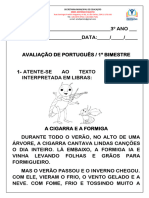 Avaliação Adaptada - Português 2024 - 1º Bim. 2024