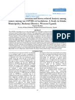 Prevalence of Depression and Stress-Related Anxiety Among Adults During The COVID-19 Lockdown A Study in Ishaka Municipality, Bushenyi District, Western Uganda