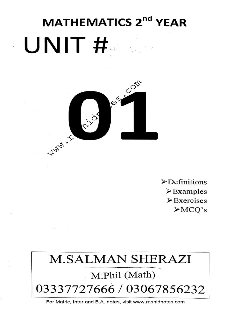 2nd year math chapter 1 notes pdf