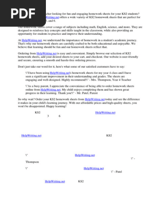 Ks2 Homework Sheets