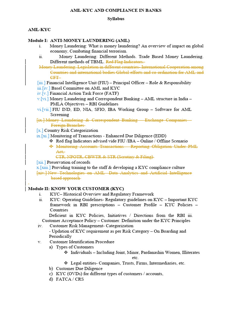 AML-KYC and Compliance- Indian Bank -Intermediate | PDF | Money ...