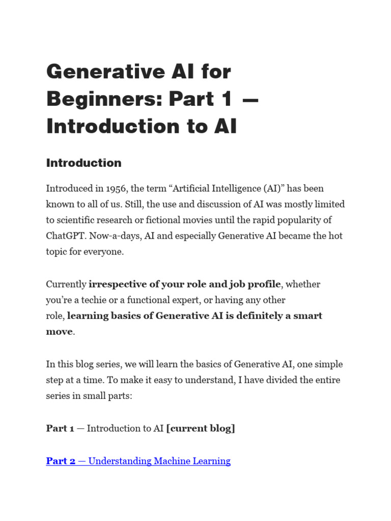 Generative AI For Beginners1 | PDF | Artificial Intelligence ...