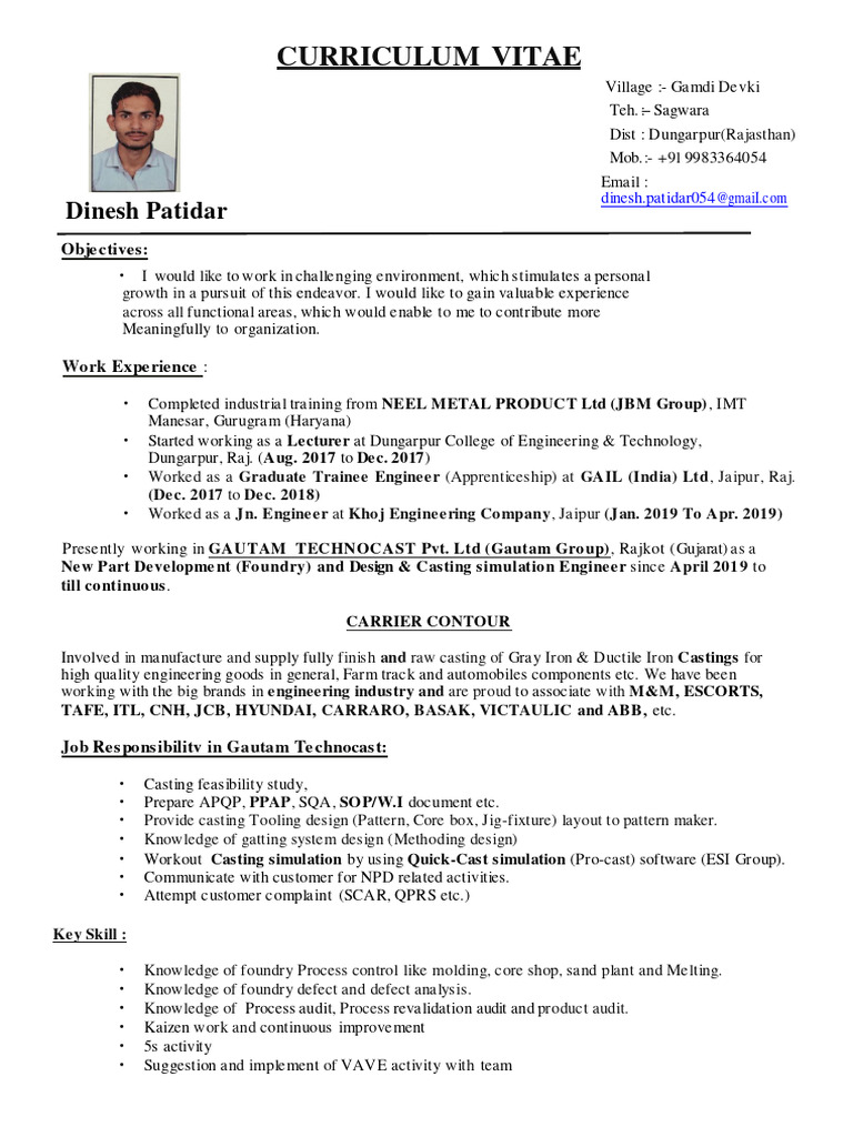 Cv Dinesh Patidar Npd Design Pdf