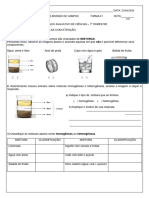 1º Trabalho Avaliativo de Ciências - 1º Tri