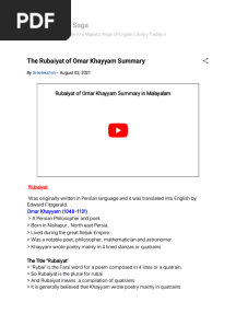 The Rubaiyat of Omar Khayyam Summary