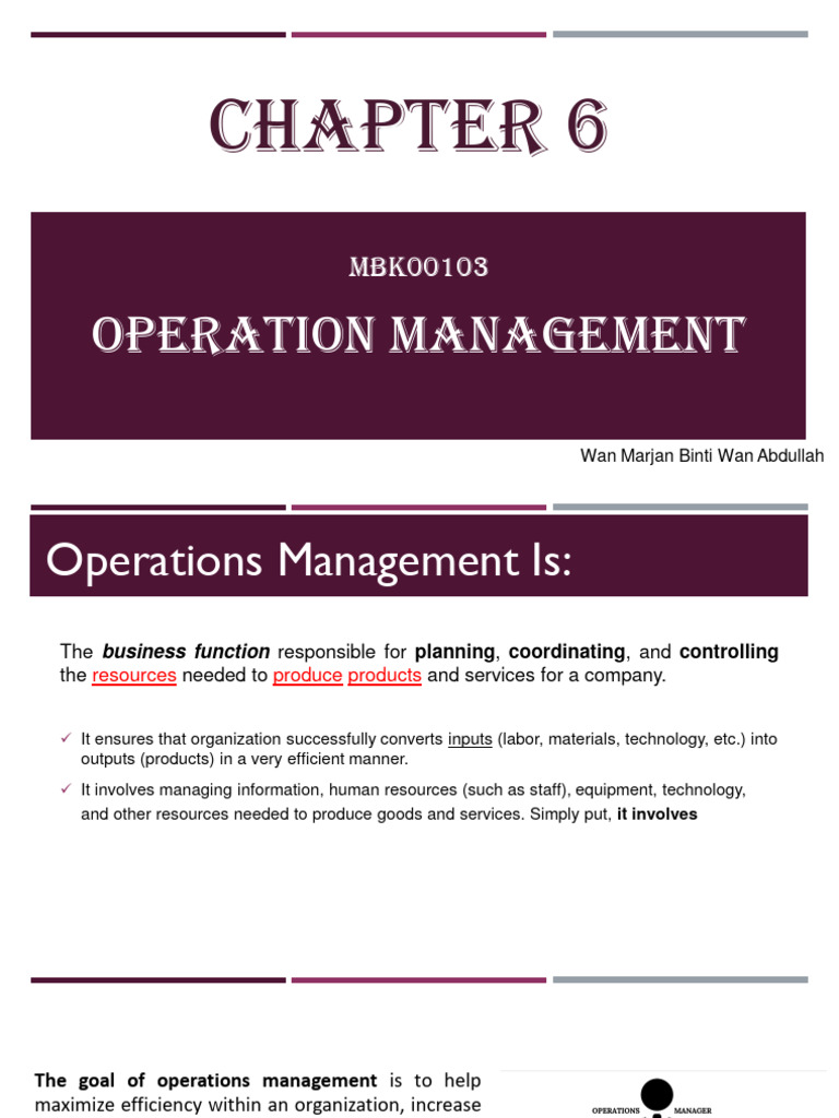 Chapter 6 Pdf Operations Management Lean Manufacturing