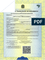 Certidão de Transcrição de Nascimento: Luiz Felipe de Oliveira Roweder Bernardes