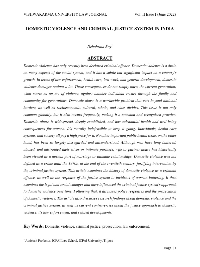 Domestic Violence and Criminal Justice System | PDF | Domestic Violence ...