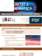TEMA 6 - CINEMÀTICA (Part D - Moviment Rectilini Uniforme)
