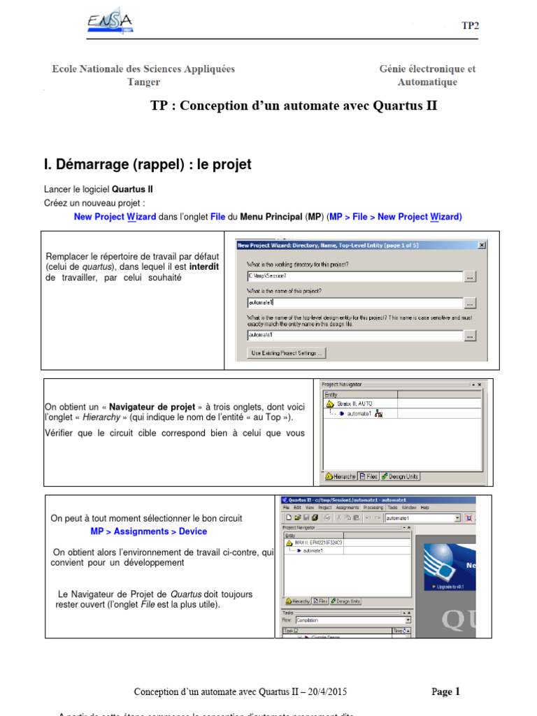 Automate avec Quartus II : Guide de Conception | PDF | VHDL | Informatique