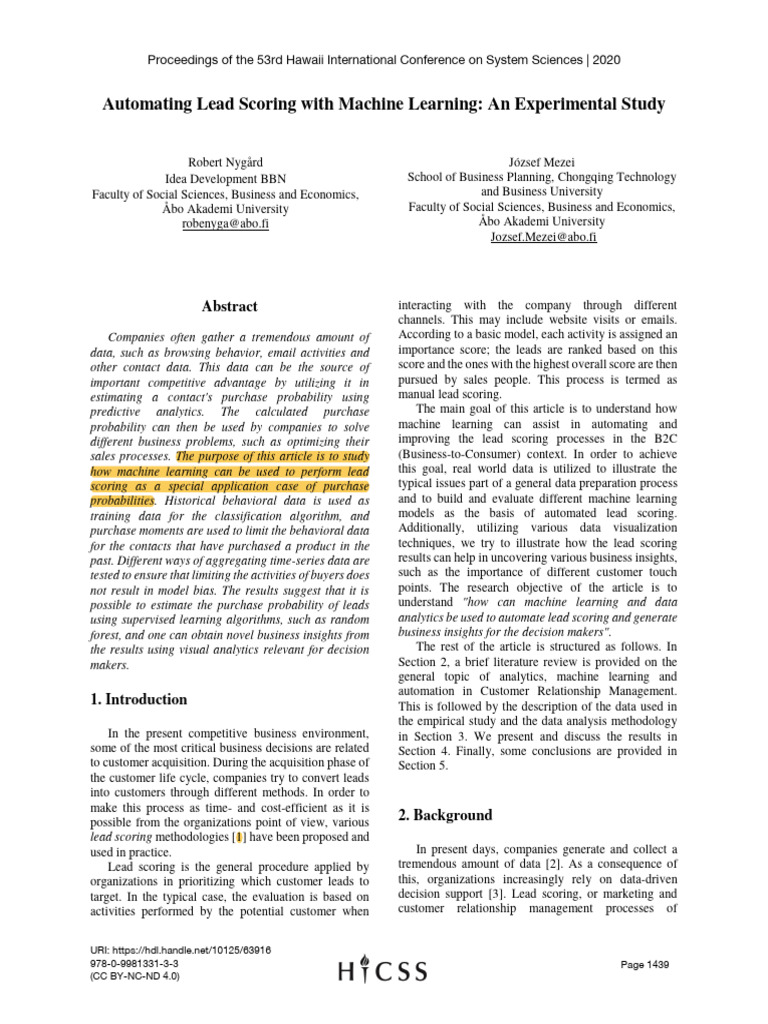 AI-Driven Lead Scoring Automation | PDF | Machine Learning | Receiver ...