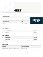 Call Sheet 25th April