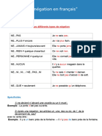 La Négation en Français Exercices