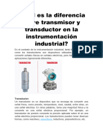 Cuál Es La Diferencia Entre Transmisor y Transductor en La Instrumentación Industrial