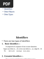 Identifiers Data Objects and Data Types