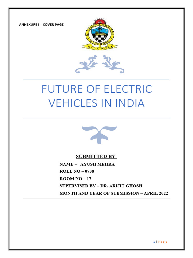 Future of Electric Vehicles in India | PDF | Electric Vehicle | Hybrid ...