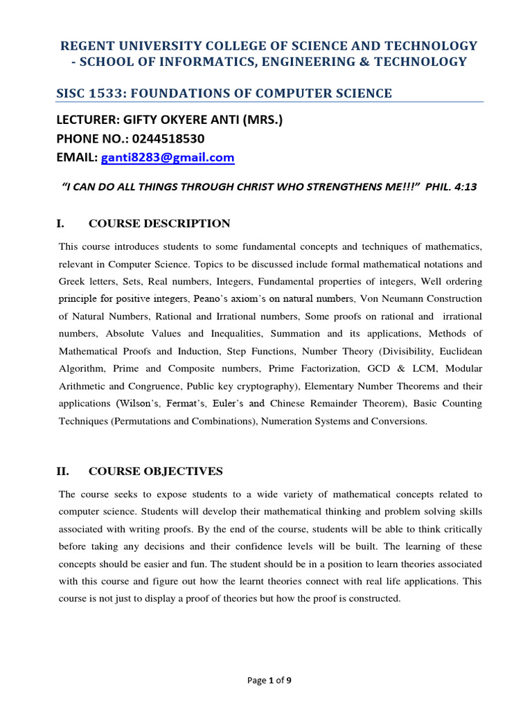 Foundations of Computer Science Syllabus | PDF | Mathematical Proof ...