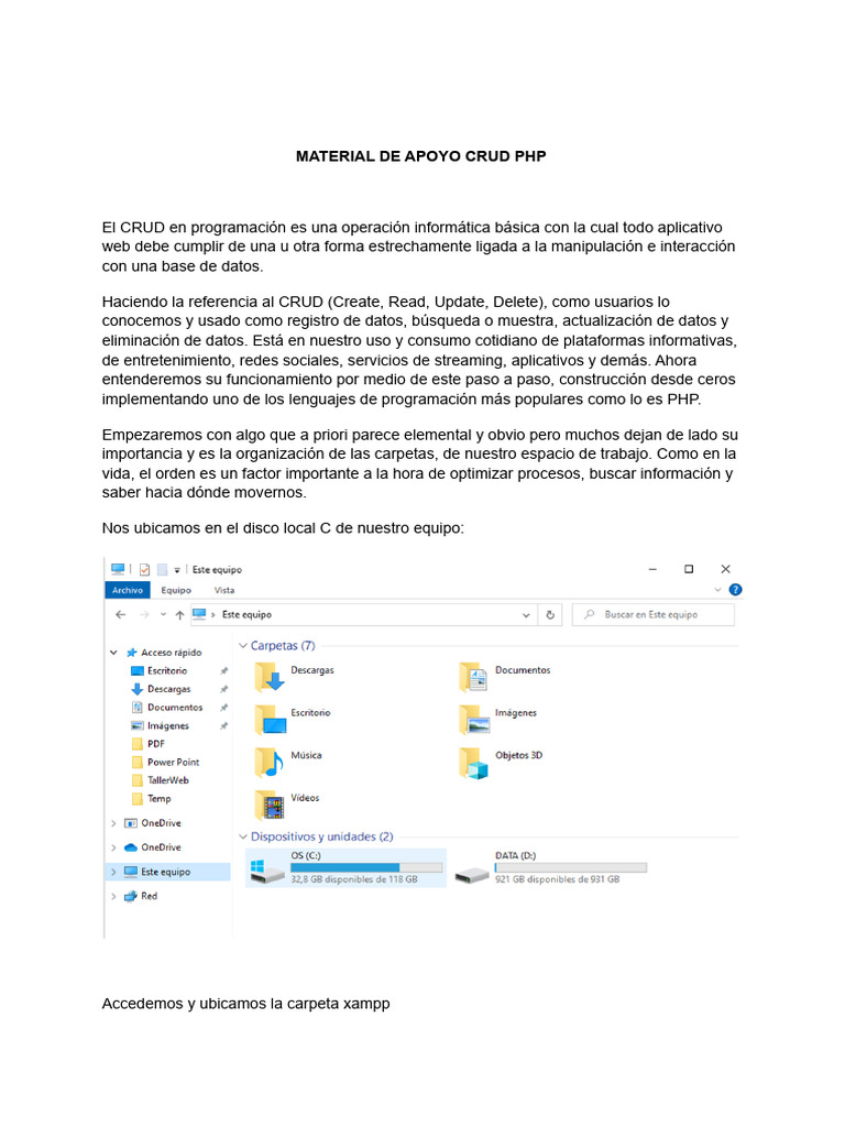 Guía CRUD PHP: Configuración y Ejecución | PDF | Archivo de computadora ...
