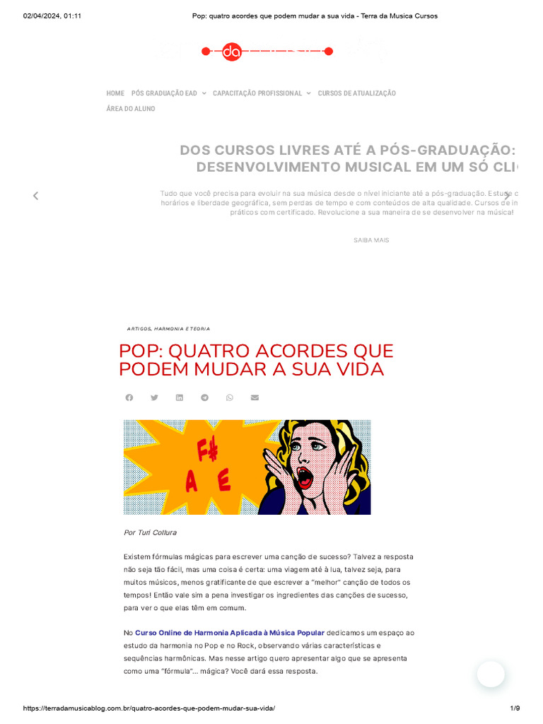 Quatro Acordes que Transformam Músicas | PDF | Harmonia | Música pop