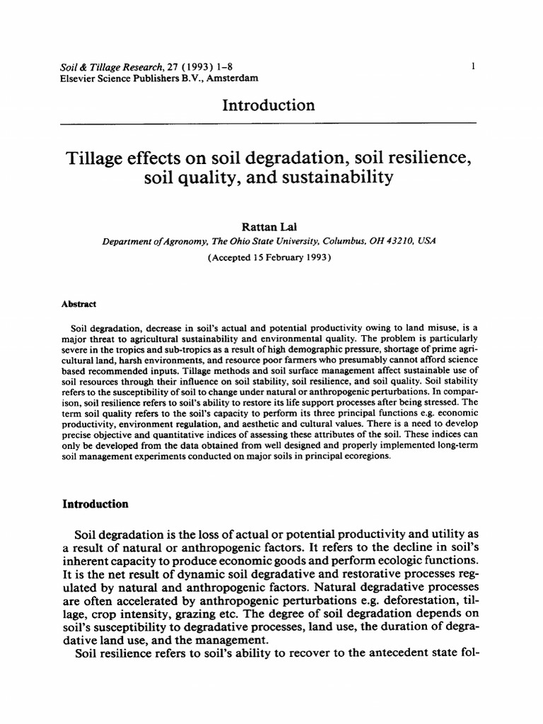 Tillage Impact on Soil Quality & Resilience | PDF | Soil | Ecological ...
