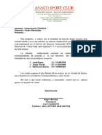 CARTA ANACO SPORT CLUB