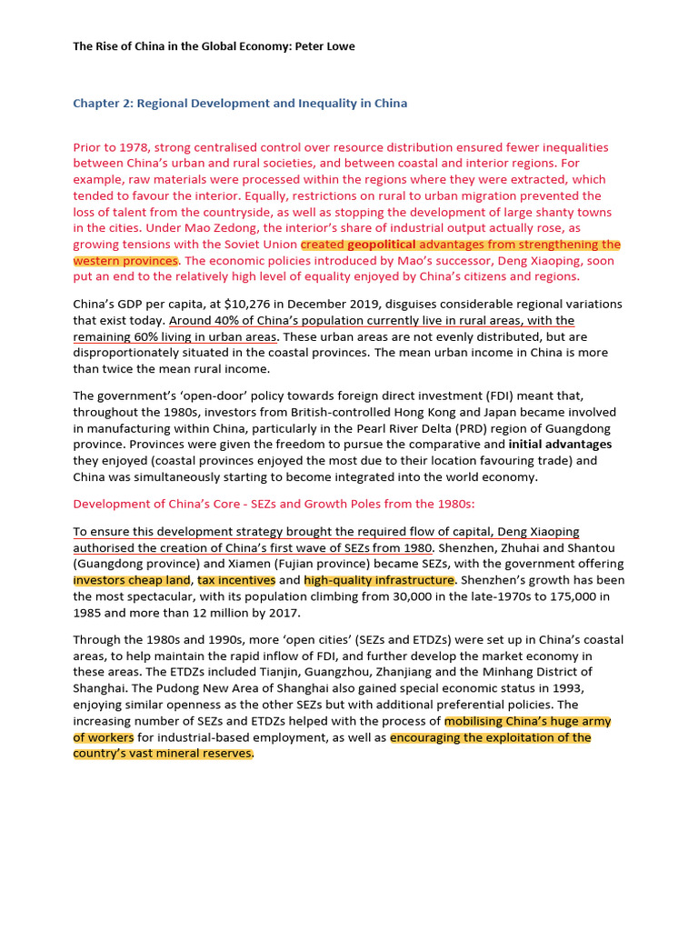 Regional Development and Inequality in China | PDF | China | World Politics