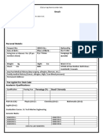 CV Format For Cadets