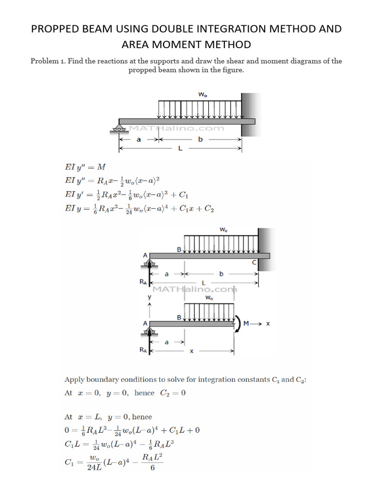 Propped Beam Analysis Methods | PDF | Science & Mathematics