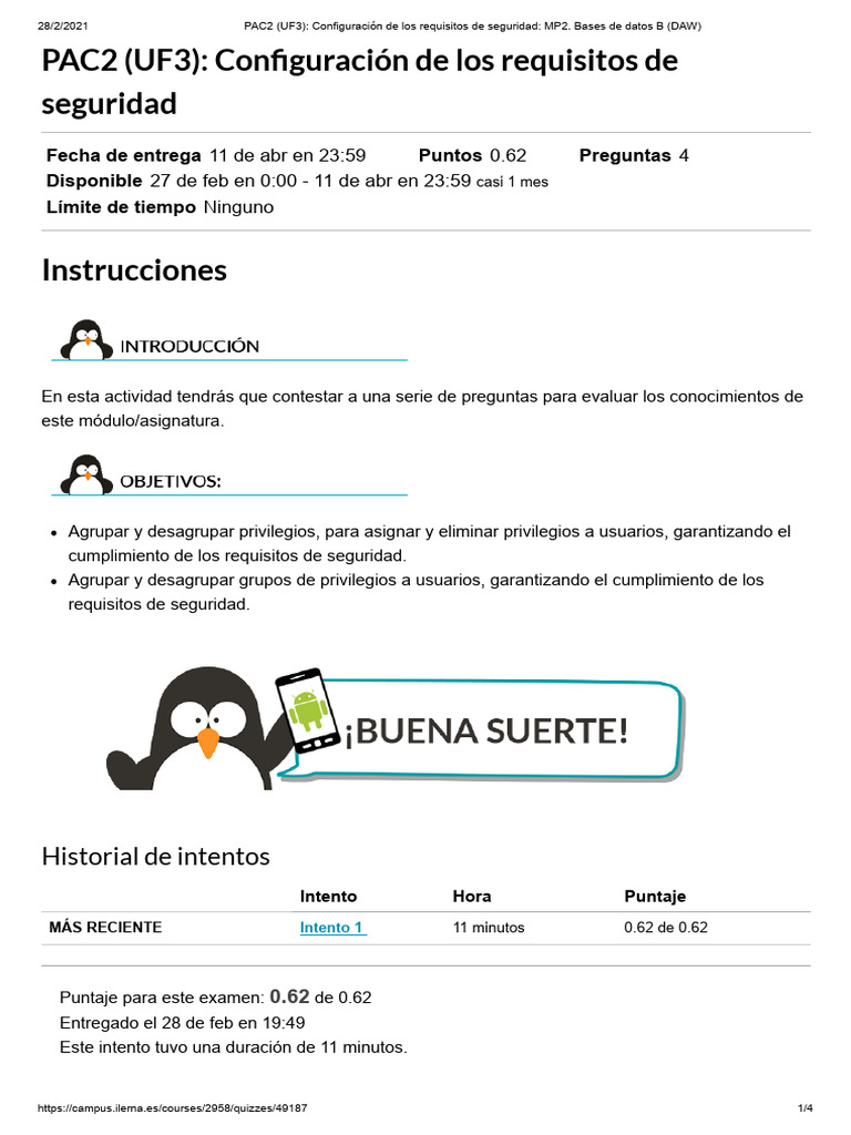 Configuración de Seguridad en PAC2 | PDF | Bases de datos | Usuario ...