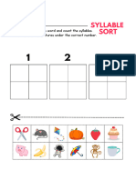 Colorful Simple Syllables Cut and Paste Worksheet