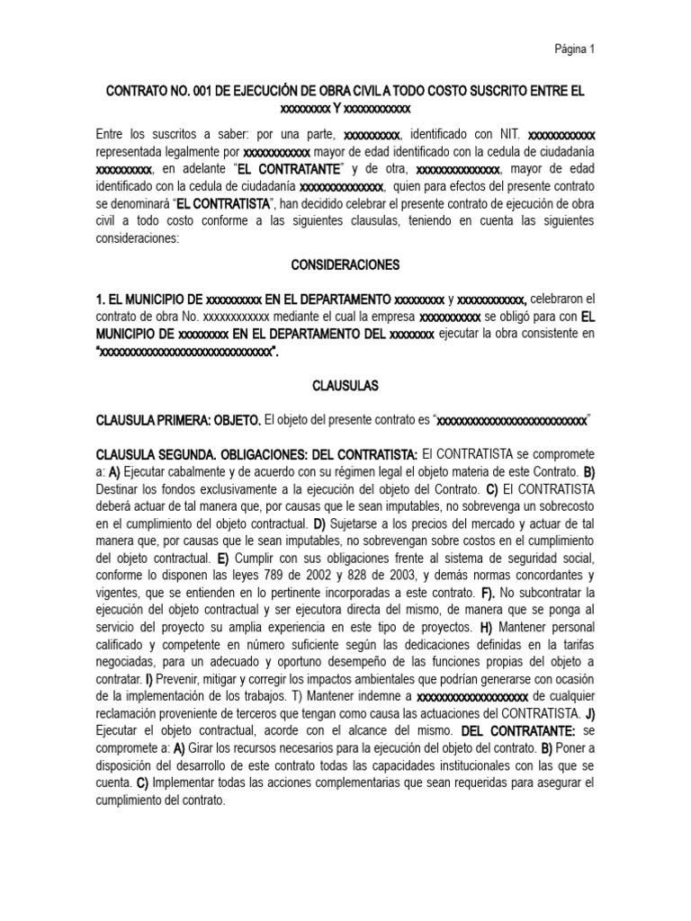 Contrato Mano de Obra de Subcontrato | PDF