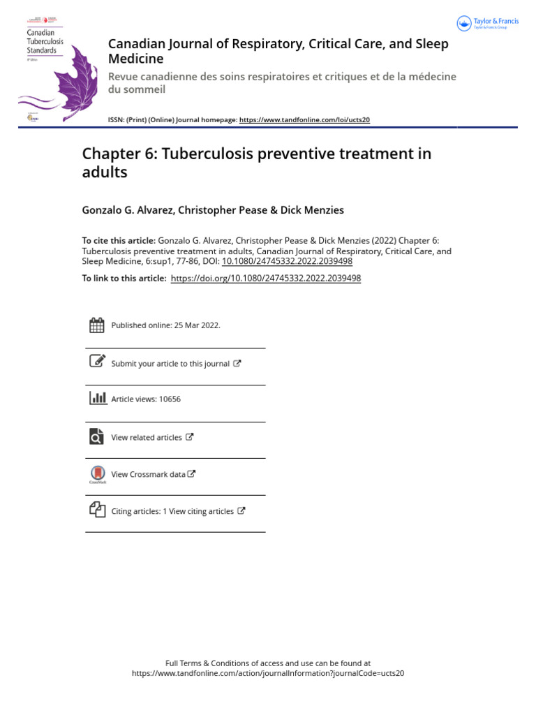 Chapter 6 Tuberculosis Preventive Treatment in Adults | PDF ...