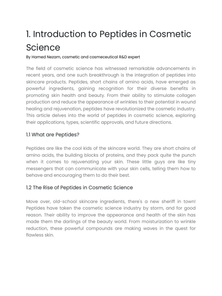 Peptides in Skincare: Benefits & Types | PDF | Wound Healing | Scar