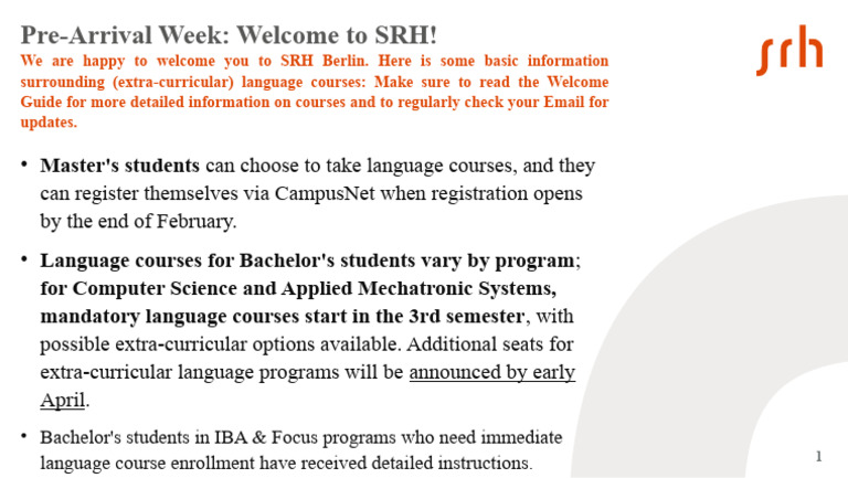 Pre-Arrival Language Courses | PDF