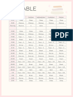 Pink Modern Simple Timetable Planner