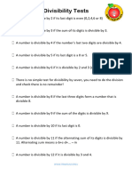 Divisibility Tests Printable