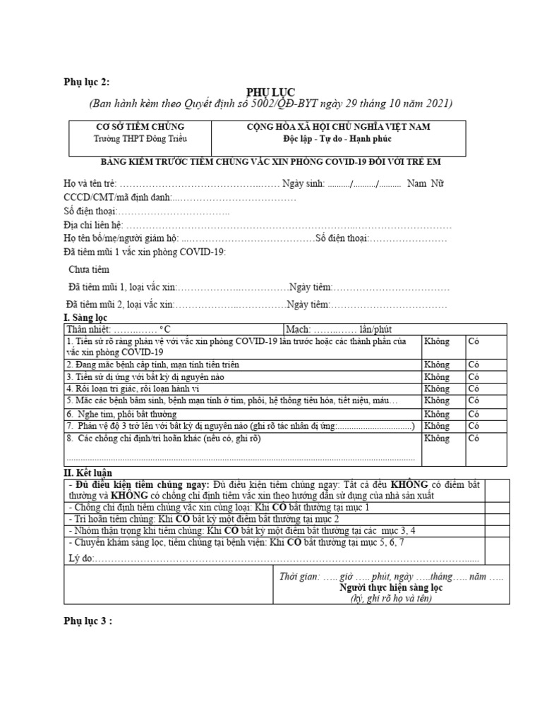 biểu mẫu tiêm trẻ 12-17 tuổi-211027 | PDF