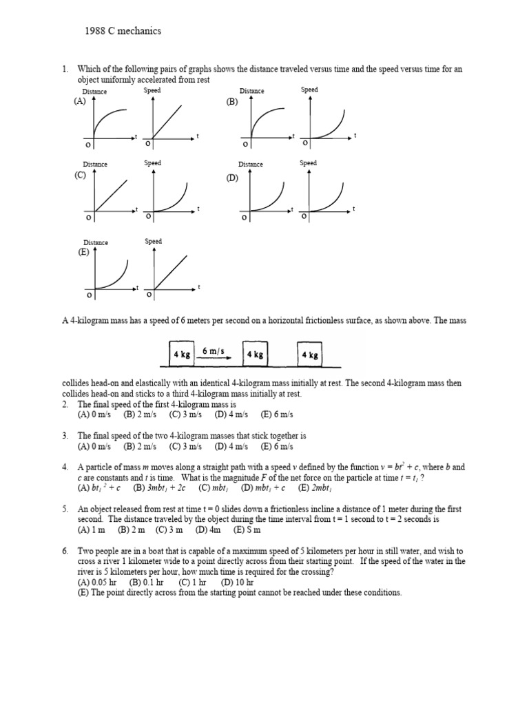 1988 AP Physics C Mechanics Exam Review | PDF | Capacitor | Electric Field